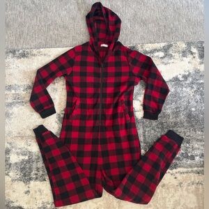 Red and Black Plaid Hooded Onesie
